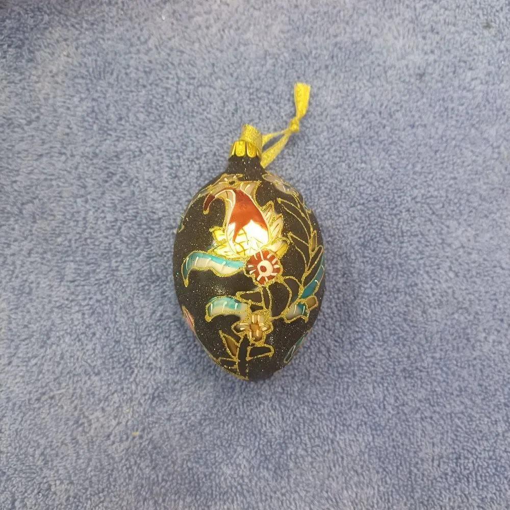 Joan Rivers Classics Collection Decorative Black,Gold Egg Ornament Holiday Decor